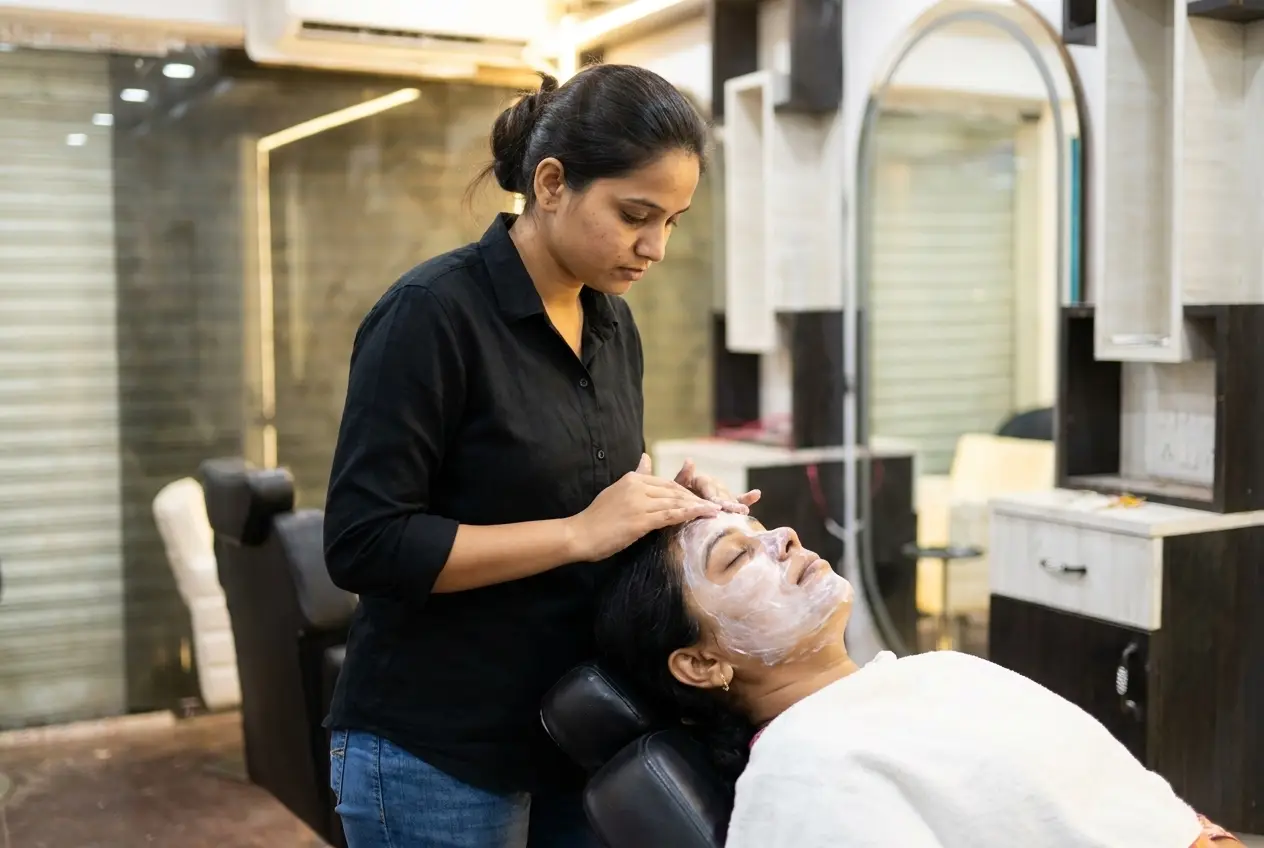 Client receiving premium Hydra Facial skin therapy