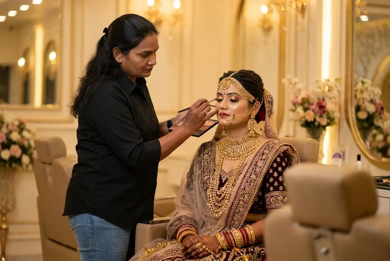 Bride in elegant traditional makeover